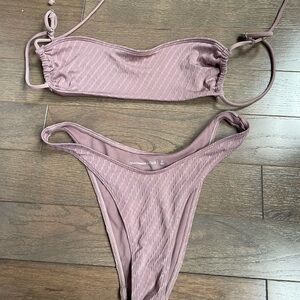 Abercrombie & Fitch Mauve Bikini Set with Ribbed Texture